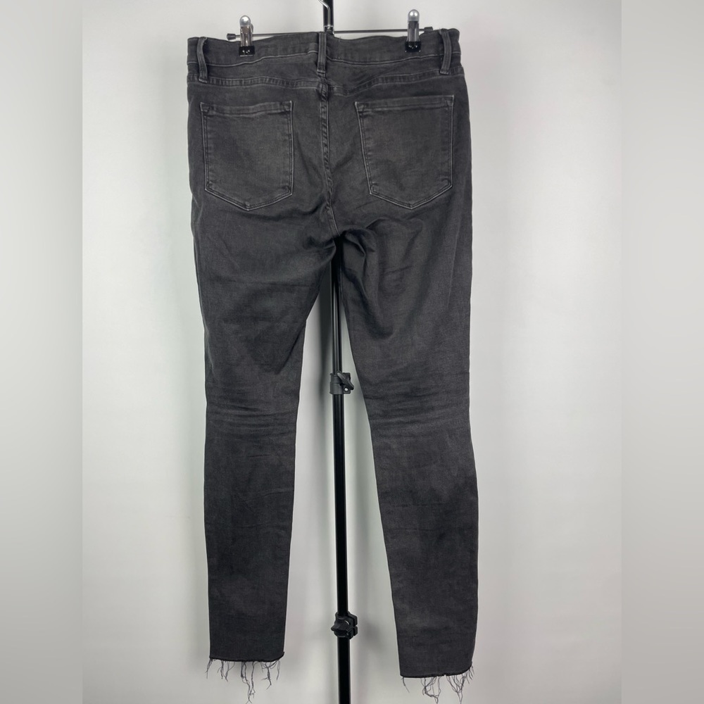 Frame Washed Black Le High‎ Skinny Muddy Rip Raw Hem Jeans - Picture 3 of 6